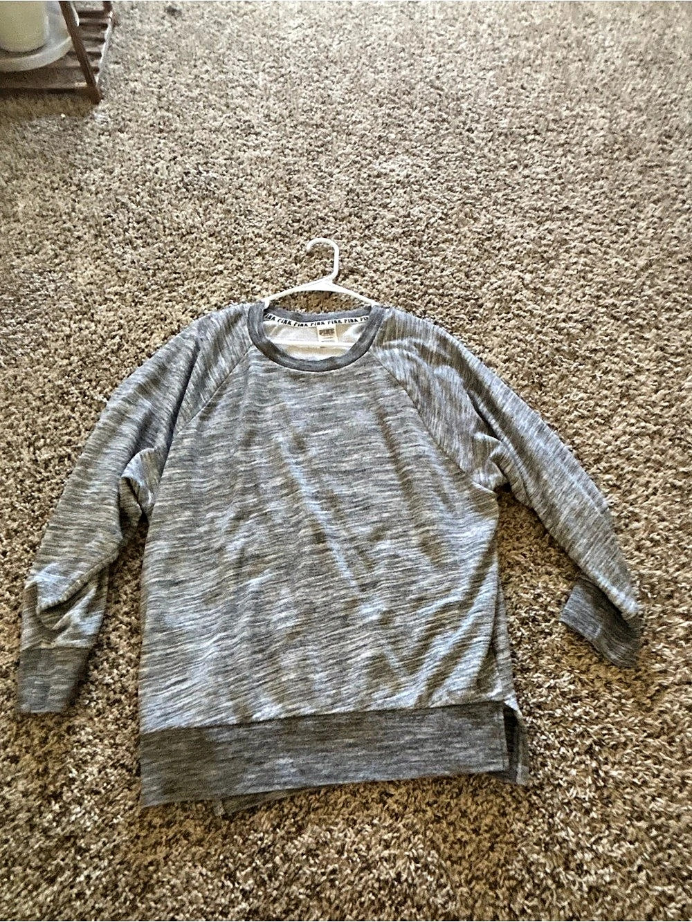 PINK Long Sleeve Gray Sweatshirt